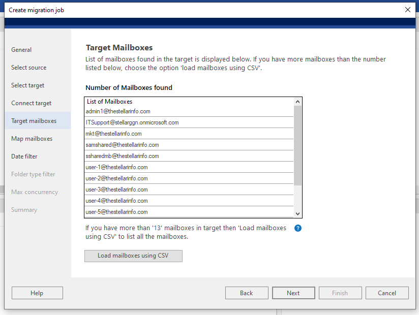 select target mailboxes in O365